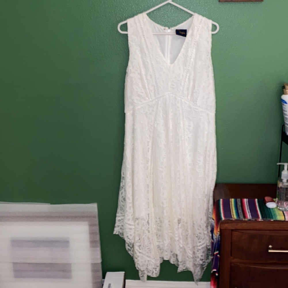 White Lace Midi Dress Size 14